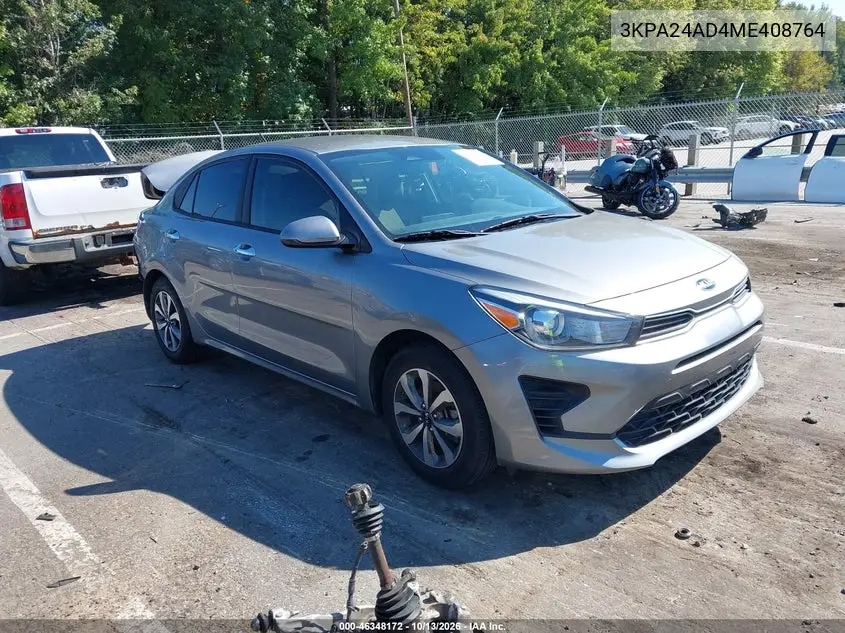 KIA RIO 2021, VIN 3KPA24AD4ME408764