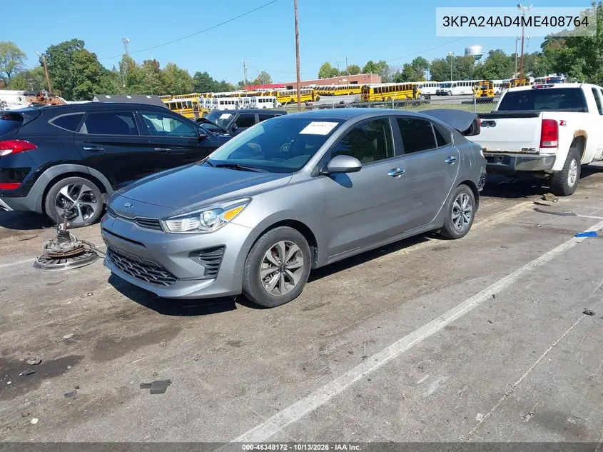 2021 KIA RIO VIN 3KPA24AD4ME408764 — фото 2