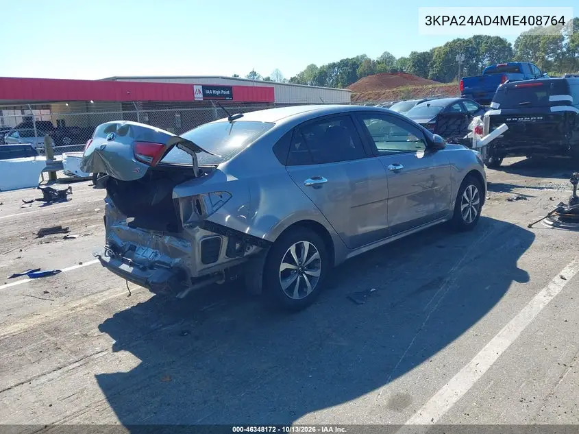 2021 KIA RIO VIN 3KPA24AD4ME408764 — фото 4