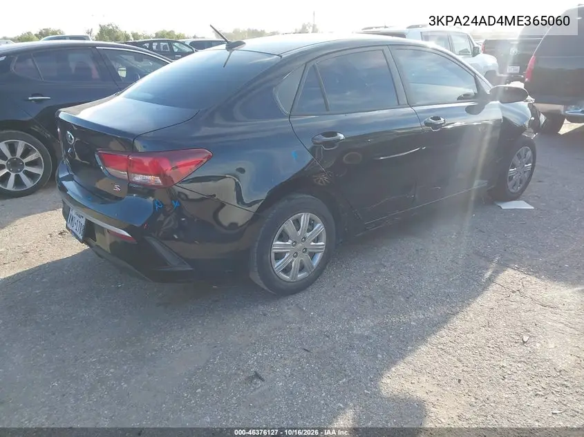 2021 KIA RIO VIN 3KPA24AD4ME365060 — фото 4