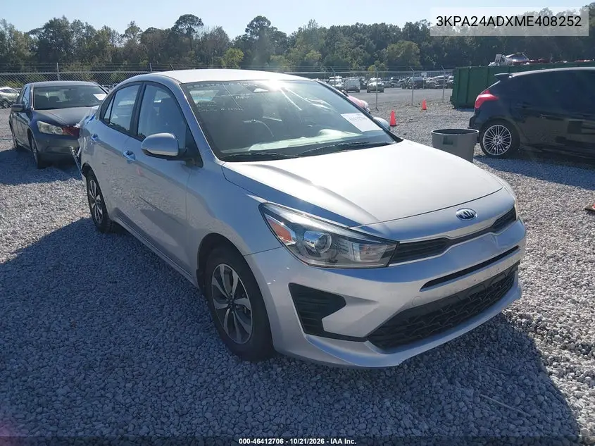 KIA RIO 2021, VIN 3KPA24ADXME408252