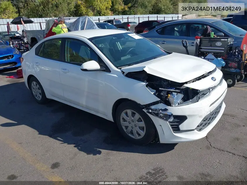 KIA RIO 2021, VIN 3KPA24AD1ME404249