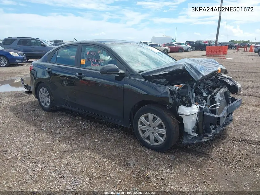 KIA RIO 2022, VIN 3KPA24AD2NE501672