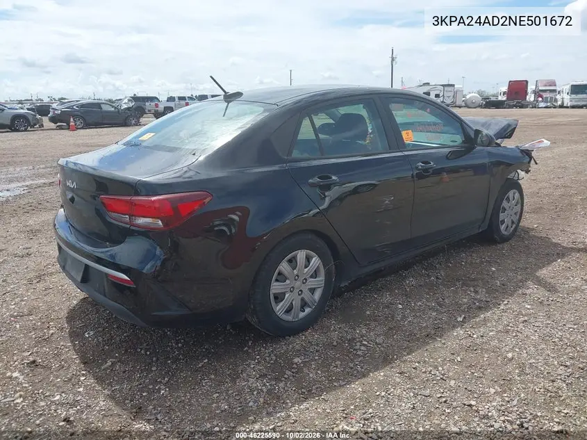 2022 KIA RIO VIN 3KPA24AD2NE501672 — фото 4