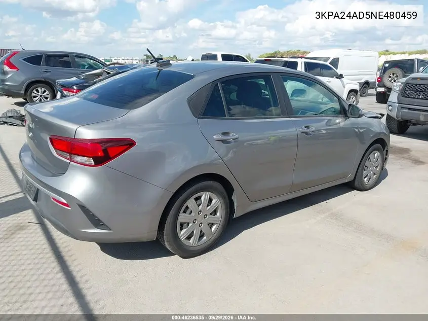 2022 KIA RIO VIN 3KPA24AD5NE480459 — фото 4