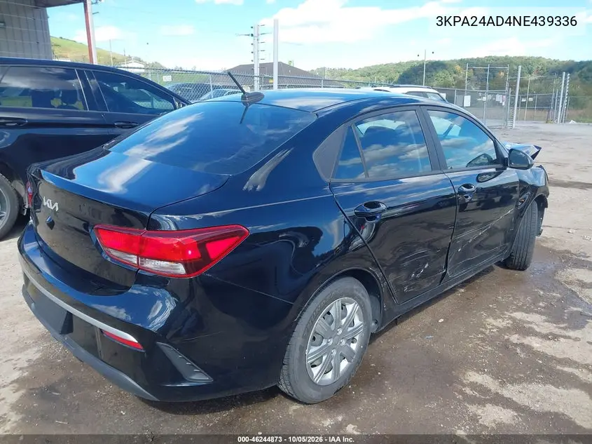 2022 KIA RIO VIN 3KPA24AD4NE439336 — фото 4
