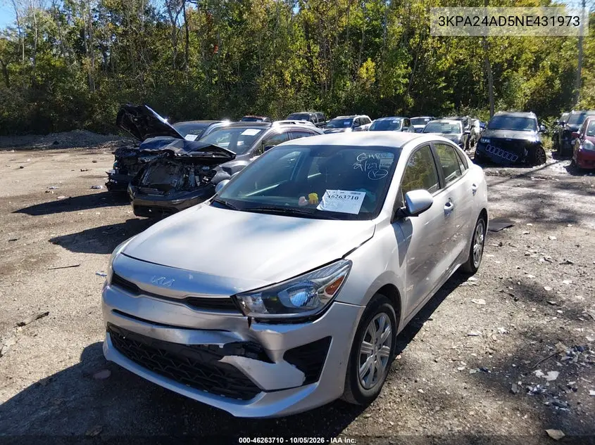 2022 KIA RIO VIN 3KPA24AD5NE431973 — фото 2