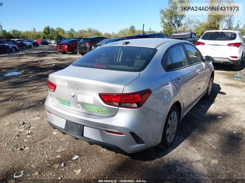 2022 KIA RIO VIN 3KPA24AD5NE431973 — фото 4
