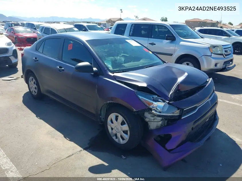 KIA RIO 2022, VIN 3KPA24AD2NE493525