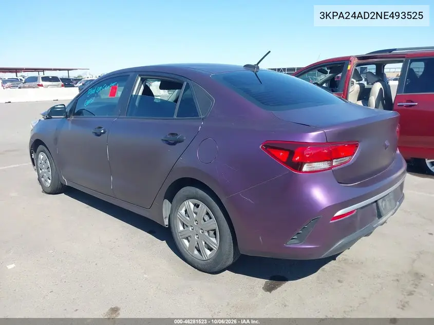 2022 KIA RIO VIN 3KPA24AD2NE493525 — фото 3