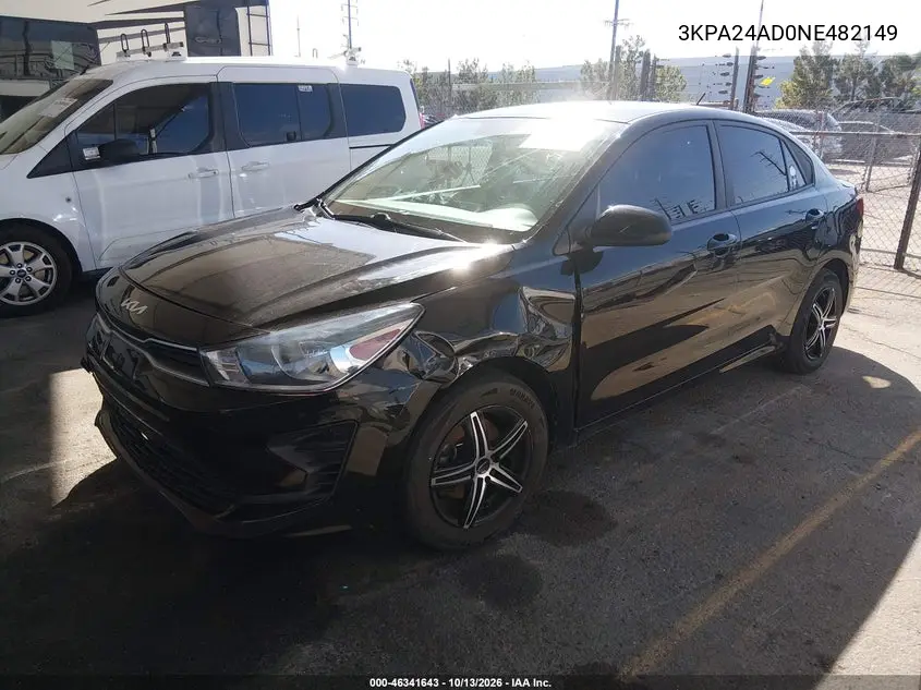 2022 KIA RIO VIN 3KPA24AD0NE482149 — фото 2