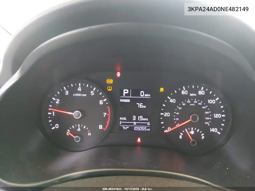 2022 KIA RIO VIN 3KPA24AD0NE482149 — фото 7