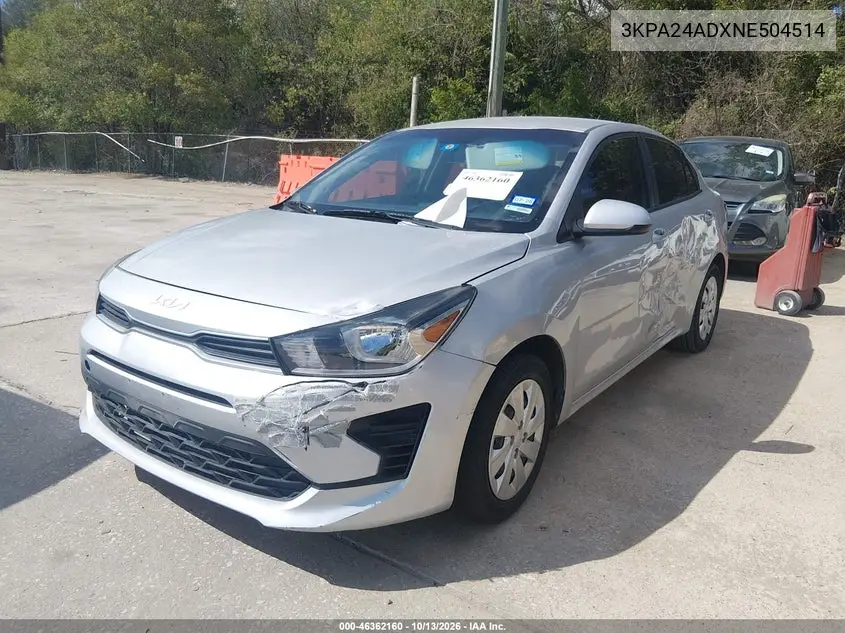 2022 KIA RIO VIN 3KPA24ADXNE504514 — фото 2