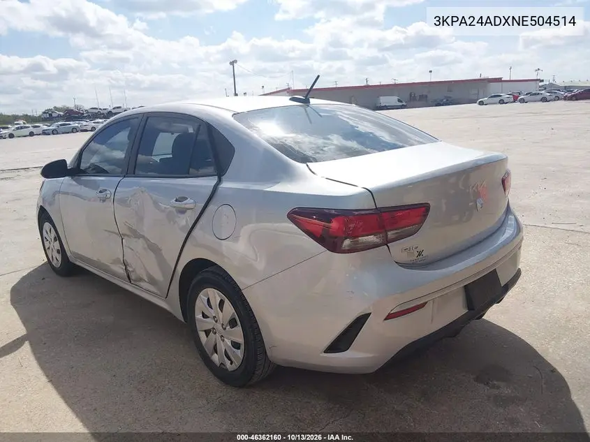2022 KIA RIO VIN 3KPA24ADXNE504514 — фото 3