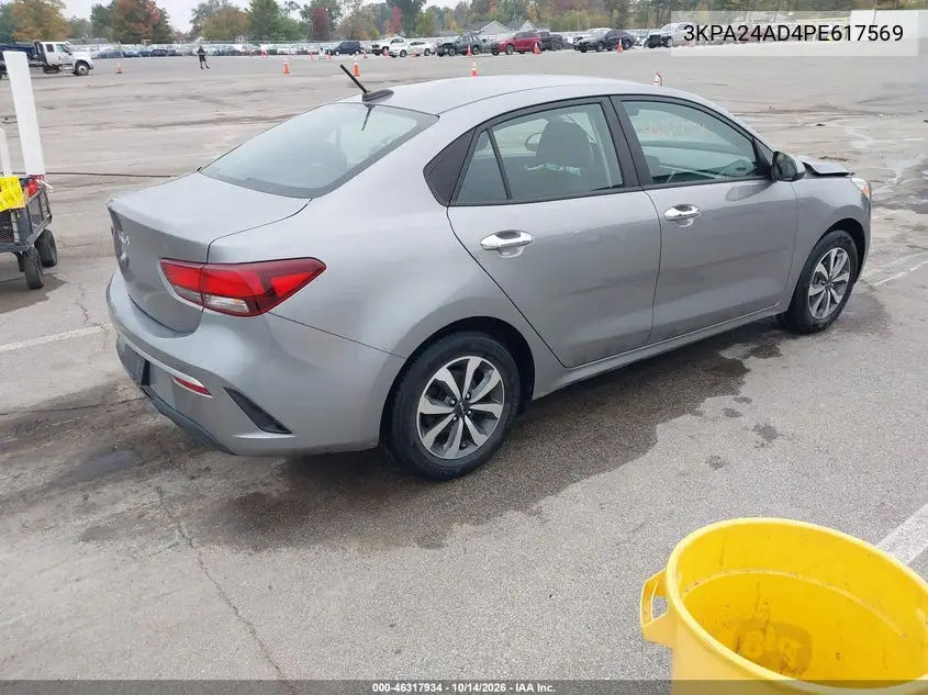 2023 KIA RIO VIN 3KPA24AD4PE617569 — фото 4