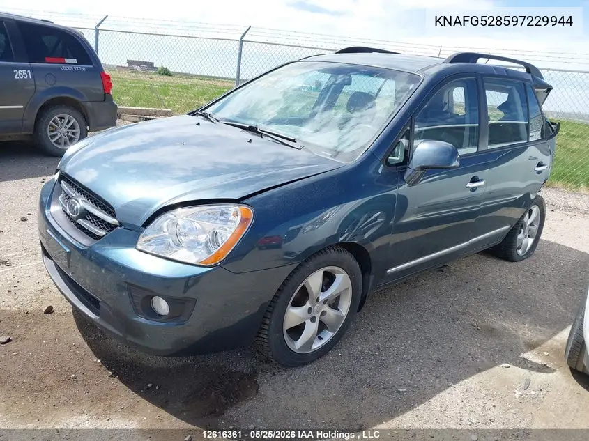 2009 KIA RONDO VIN KNAFG528597229944 — фото 2