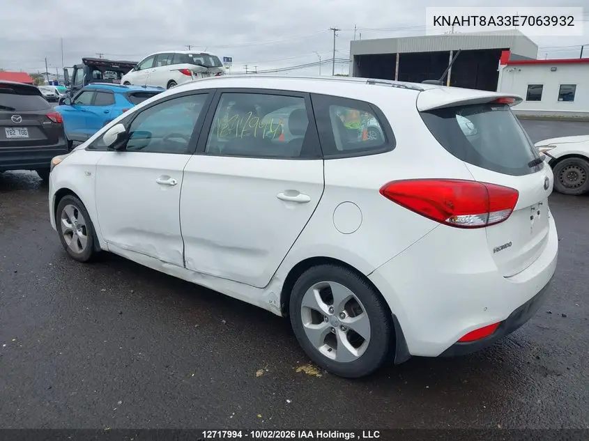 2014 KIA RONDO VIN KNAHT8A33E7063932 — фото 3