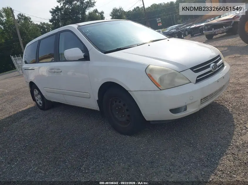 KIA SEDONA 2006, VIN KNDMB233266051549