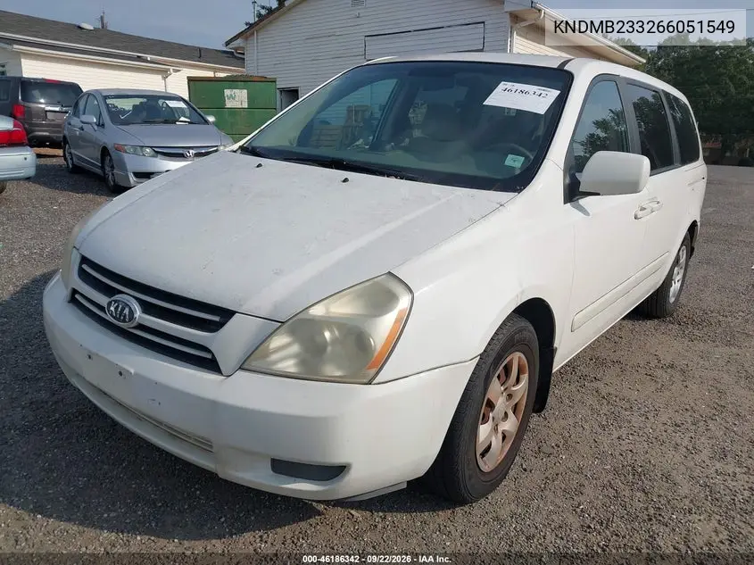 2006 KIA SEDONA VIN KNDMB233266051549 — фото 2