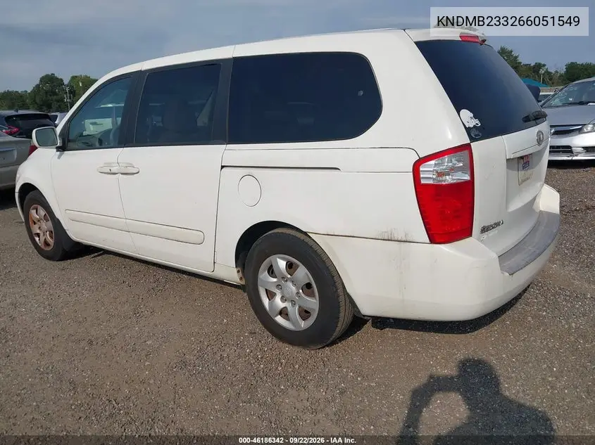 2006 KIA SEDONA VIN KNDMB233266051549 — фото 3