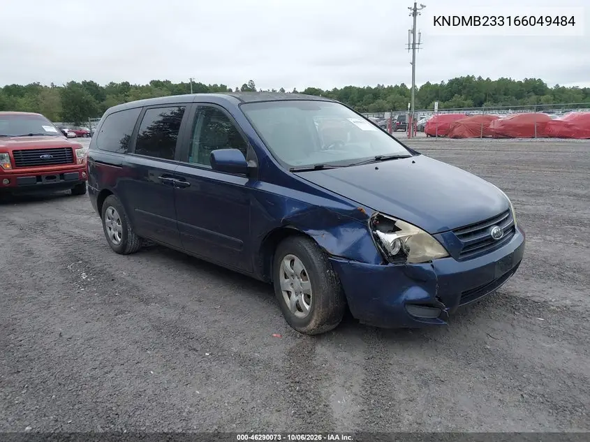 KIA SEDONA 2006, VIN KNDMB233166049484
