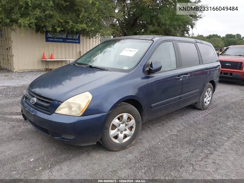 2006 KIA SEDONA VIN KNDMB233166049484 — фото 2