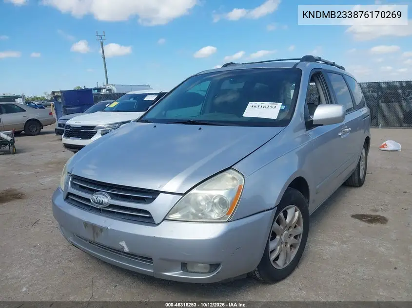 2007 KIA SEDONA VIN KNDMB233876170269 — фото 2