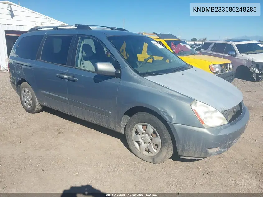 KIA SEDONA 2008, VIN KNDMB233086248285