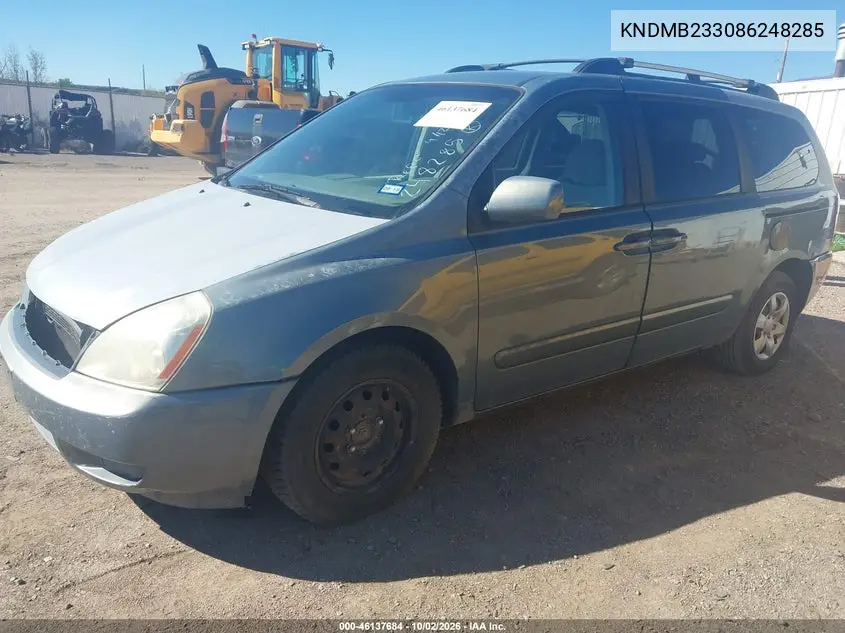 2008 KIA SEDONA VIN KNDMB233086248285 — фото 2