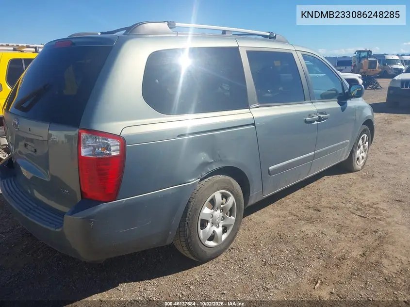 2008 KIA SEDONA VIN KNDMB233086248285 — фото 4