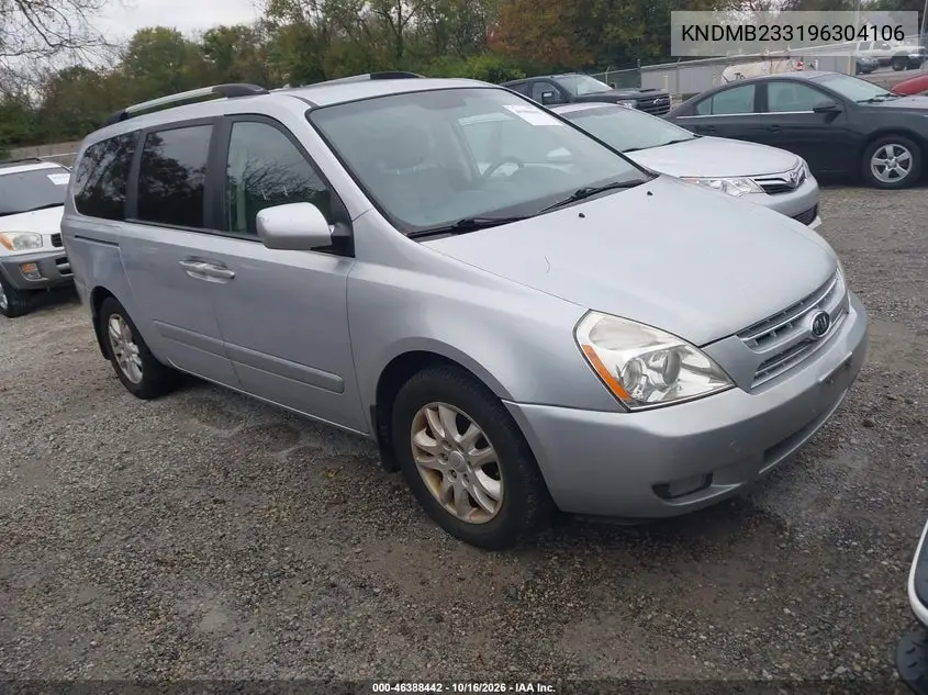 KIA SEDONA 2009, VIN KNDMB233196304106