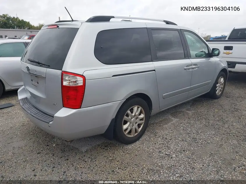 2009 KIA SEDONA VIN KNDMB233196304106 — фото 4