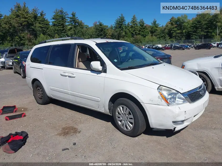 KIA SEDONA 2011, VIN KNDMG4C74B6364483