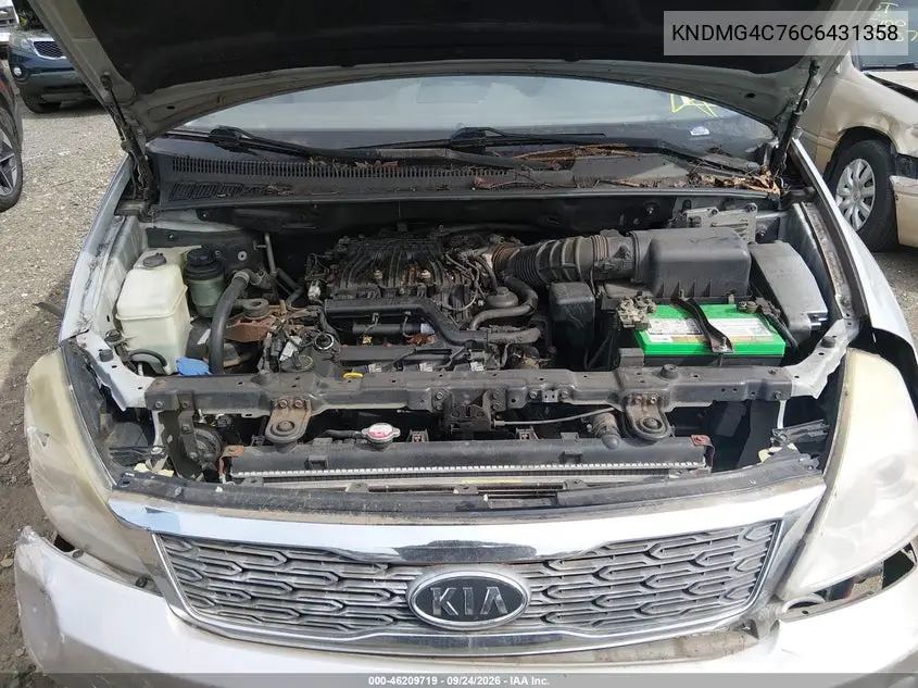 2012 KIA SEDONA VIN KNDMG4C76C6431358 — фото 10