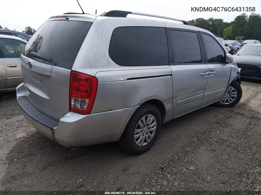 2012 KIA SEDONA VIN KNDMG4C76C6431358 — фото 4