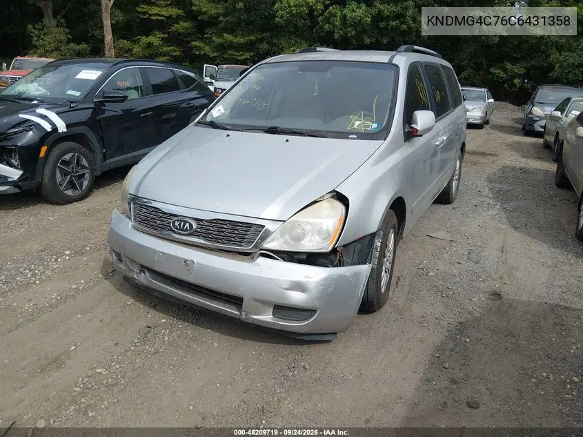 2012 KIA SEDONA VIN KNDMG4C76C6431358 — фото 6