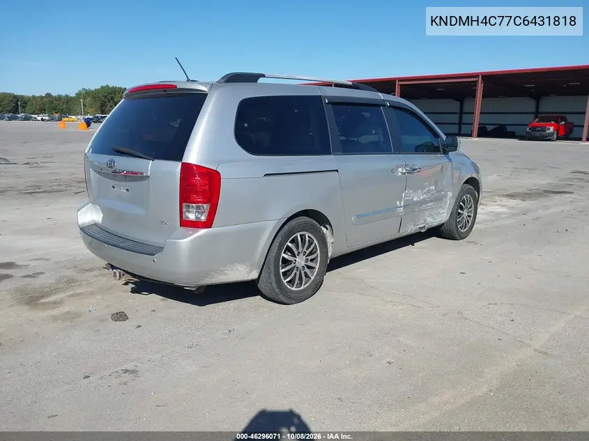 KIA SEDONA 2012, VIN KNDMH4C77C6431818