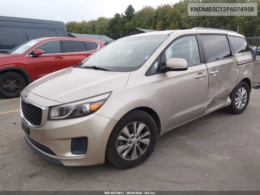 2015 KIA SEDONA VIN KNDMB5C12F6074958 — фото 2