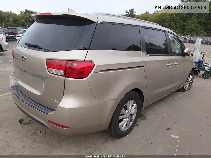2015 KIA SEDONA VIN KNDMB5C12F6074958 — фото 4
