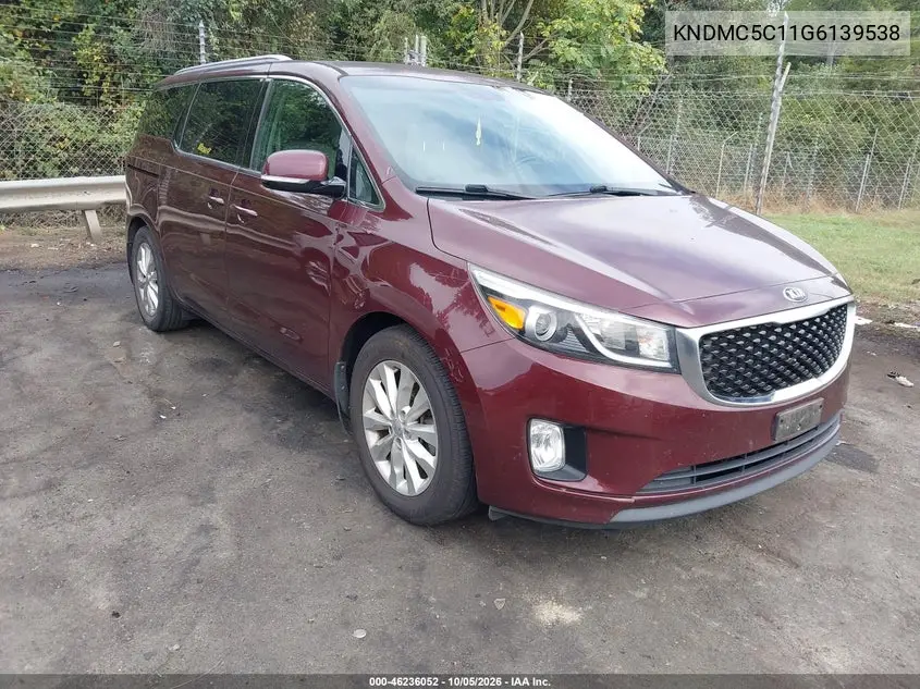 KIA SEDONA 2016, VIN KNDMC5C11G6139538