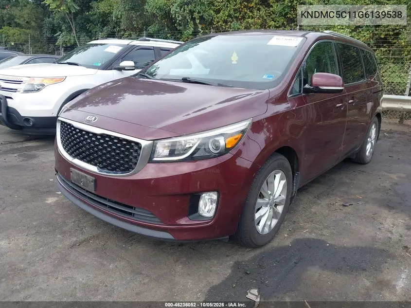 2016 KIA SEDONA VIN KNDMC5C11G6139538 — фото 2