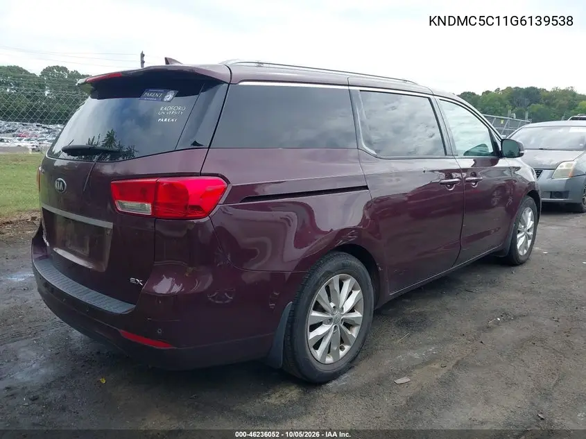 2016 KIA SEDONA VIN KNDMC5C11G6139538 — фото 4