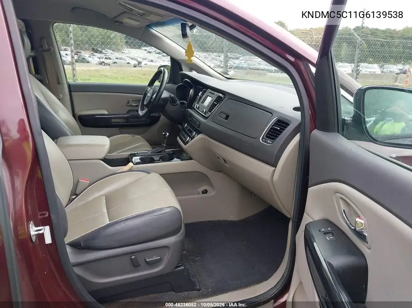 2016 KIA SEDONA VIN KNDMC5C11G6139538 — фото 5