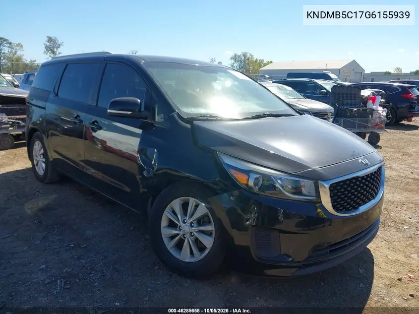 KIA SEDONA 2016, VIN KNDMB5C17G6155939