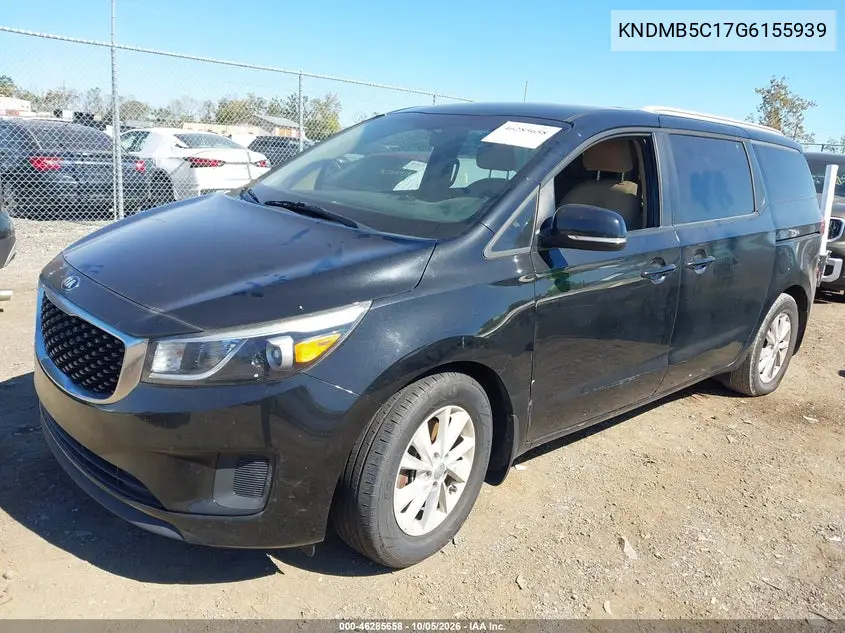 2016 KIA SEDONA VIN KNDMB5C17G6155939 — фото 2