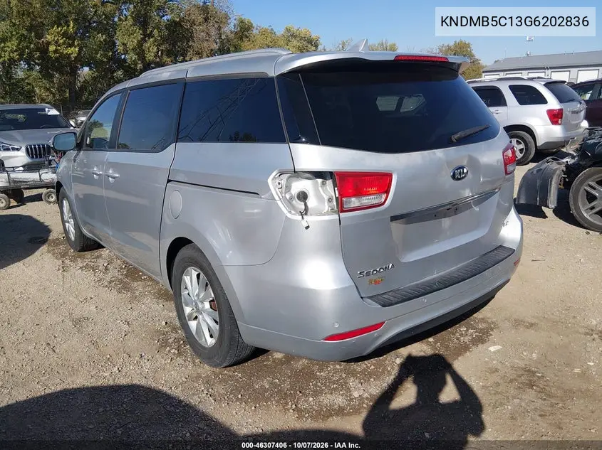 2016 KIA SEDONA VIN KNDMB5C13G6202836 — фото 3