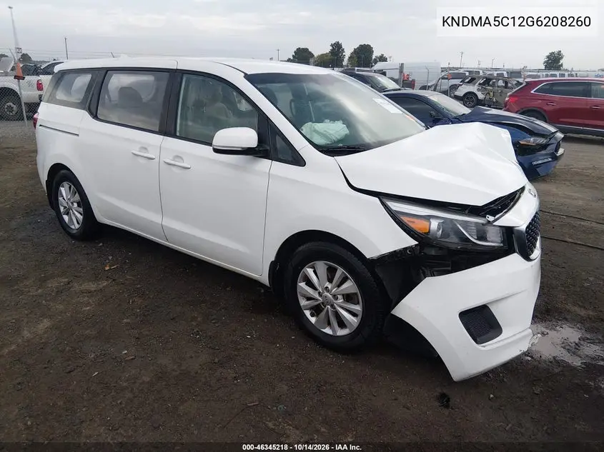 KIA SEDONA 2016, VIN KNDMA5C12G6208260