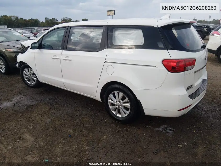 2016 KIA SEDONA VIN KNDMA5C12G6208260 — фото 3