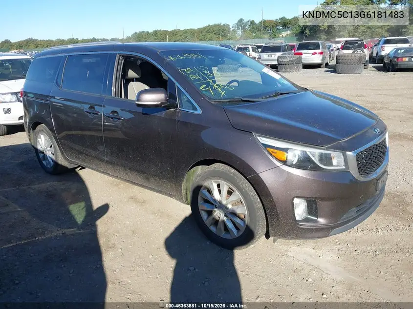 KIA SEDONA 2016, VIN KNDMC5C13G6181483
