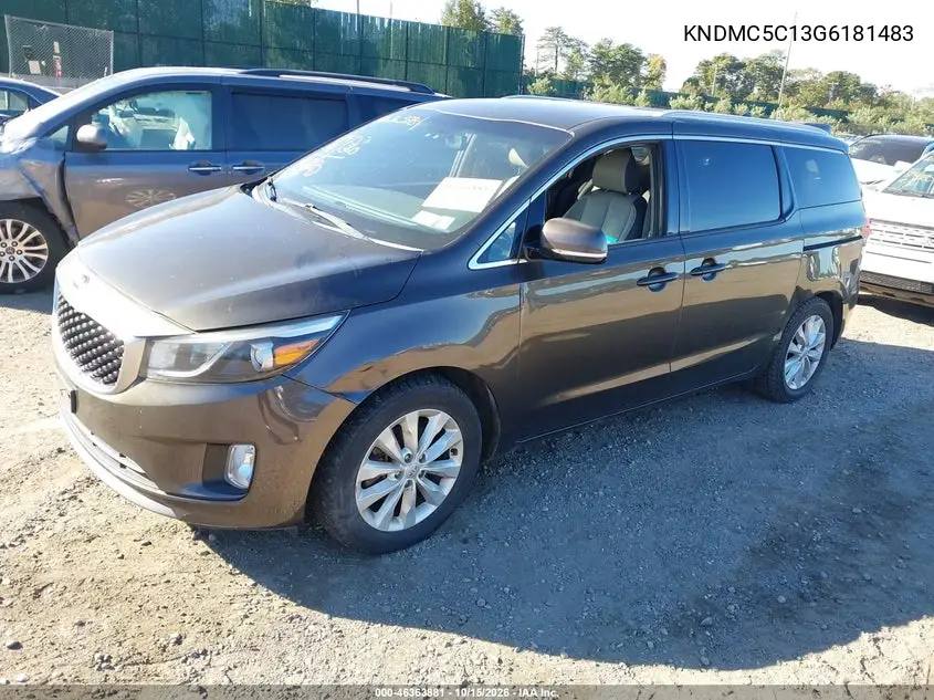 2016 KIA SEDONA VIN KNDMC5C13G6181483 — фото 2
